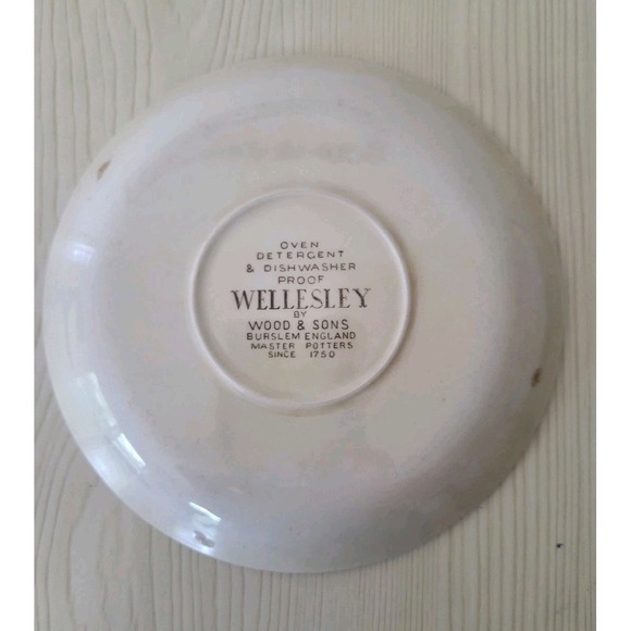 WOOD & SONS WELLESLEY BURSLEM ENGLAND Brown Saucers Set of 4 - Picture 4 of 4